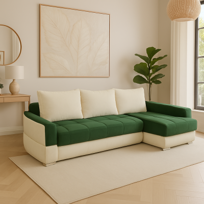 Coltar extensibil NeverFull, culoarea Verde/ Crem