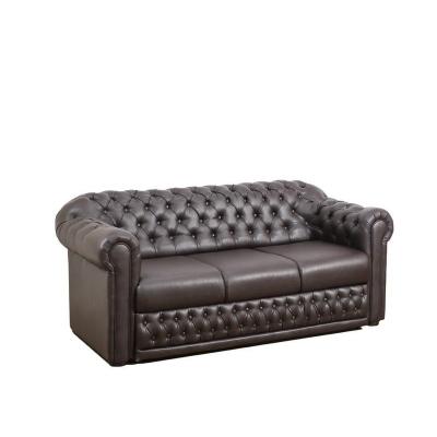 Canapea fixa Chesterfield Clasic, culoarea Negru, piele ecologica