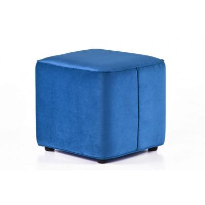 Taburet patrat Cocktail, structura din lemn, catifea impermeabila, dark blue, 45x45x42cm