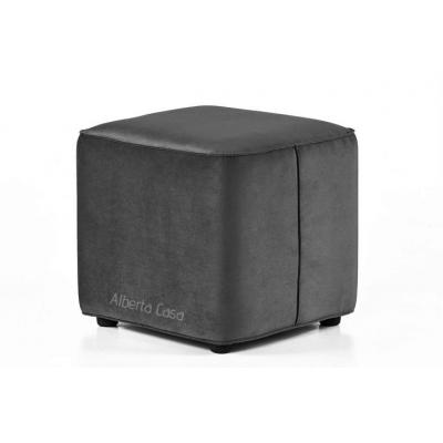 Taburet patrat Cocktail, structura din lemn, catifea impermeabila, gri petrol, 45x45x42cm